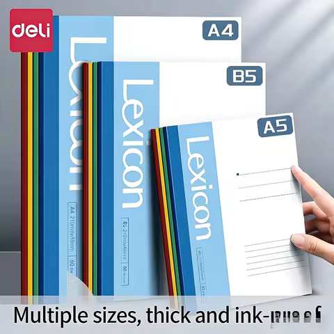 Deli 7650 A5 Soft Cover Notebook Wire-Free Binding Diary Notepad Exercise Book 30/40/50/60/80 Pages