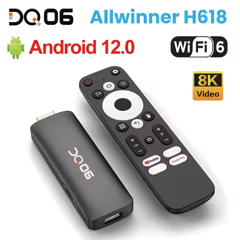 DQ06 ATV Mini TV Stick Android12 Allwinner H618 Quad Core Cortex A53 Support 8K Video 4K 60fps Wifi6