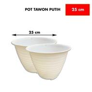 Pot Bunga dan Tanaman Plastik Putih Tawon 25 cm / Pot Kembang Lusinan