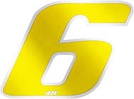 4R Quattroerre.it 13086 Race Number 6 Motorbike Sticker Yellow Anodised 65x85mm