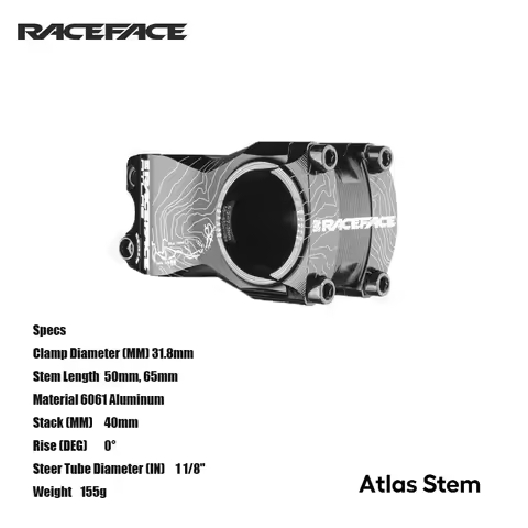 RACEFACE Atlas Stem 31.8mm Clamp Diameter 50mm, 65mm Length 6061 Aluminum MTB & Road bicycle acessso