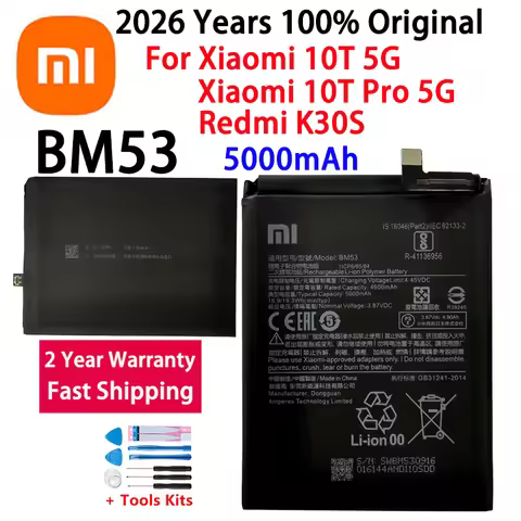 2026 Years 100% Origina Replacement Battery BM53 For Xiaomi 10T 10T Pro Mi 10T 5000mAh BM53 Batterie