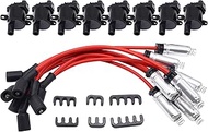 D585 8PCS Ignition Coils Pack Round Type 8mm Spark Plug Wire Set Compatible with Chevrolet Silverado