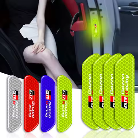4Pcs Car Door Safety Warning Reflective Mark 3D Sticker Auto Styling For Toyota GR Sport Gazoo Racin