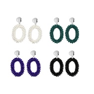 Bohemian Crystal Stainless Steel Earrings Rice Beads Hand-woven Earrings Popular Beaded Jewelry 67KN