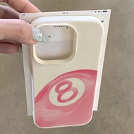 1pc Minimalist Faux Leather Textured Pink Number 8 Pool Ball Print Phone Case, Suitable For IPhone 1