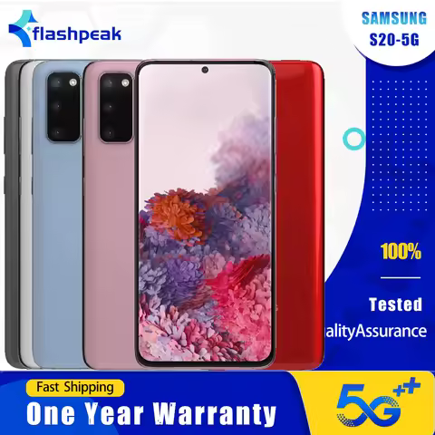 Original Samsung Galaxy S20 G981U1 G981B 5G Mobile Phone NFC 6.2'' 12GB+128GB 64MP+10MP Snapdragon 8