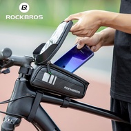 ROCKBROS Bicycle Bags Cycling Waterproof Touch Screen MTB Frame Front Tube Storage Mountain Bike Bag for Mobile Phone