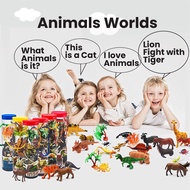 12Pcs Wild Animal Realistic Dinosaur Insect Ocean Sea Animals Figurine Zoo Toy kids Set Serangga Hai