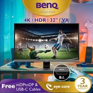 BenQ EW3270U 32นิ้ว 4K HDR FreeSync USB-C Eye-care Multimedia Gaming Monitor สีเทา One