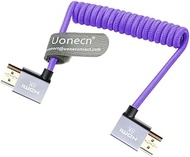 Uonecn Right Angle HDMI for Sony A7siii, 4K Coiled HDMI Cable for Camera HDMI for Atomos Ninja V, Sh
