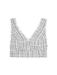 TKloset Design weed Crop Top With Elegant Gold Kloset Logo (RS24-T003) เสื้อครอปผ้าทวีตพร้อมโลโก้ Kl