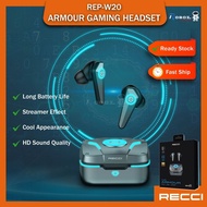 Recci W20 HD Bass Sound TWS Wireless Bluetooth Earphone Gaming Earbuds With Lighting Effects