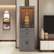 🎁Buddha Cabinet Buddha Cabinet Altar Home Shrine Buddha Statue God of Wealth Worship Table New Chinese Style with Door A