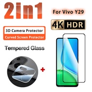 2 IN 1 Full Coverage Film Vivo Y29 Clear Tempered Glass for Vivo Y29 Y29t Y28 Y28s Y27 Y27s 4G 5G 3D