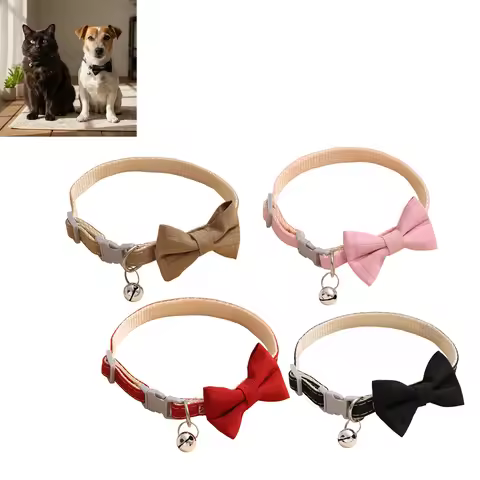Pet Collar Adjustable 22-28cm Cat Collars Cute Bowknot Necklace Soft Bell Puppy Lead Pet Product Cat