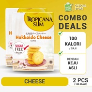 Twin Pack - Tropicana Slim Hokkaido Cheese Cookies (5 Sch) - Sugar Free Biscuit Snack, 100 Calories