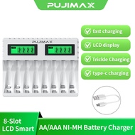 PUJIMAX battery charger NI-MH battery AA/AAA battery 1.2V Rechargeable battery  8slot LCD charger