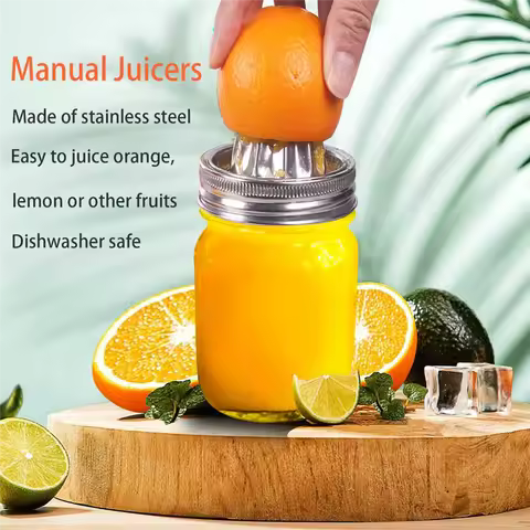 A67I 2PCS Jar Stainless Steel Juicer Lid Citrus Reamer for Mason Jar Lemon Juicer Manual Citrus Juic