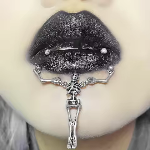1pc skull Ear Tragus Cartilage Ring Stainless Steel Crux Skeleton Hanging Nipple Barbell 16G Straigh
