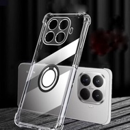 15T Magnetic Ring Holder Cover for Xiaomi 15T Pro Shockproof Transparent Silicone Airbag Soft Case C