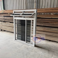 SKS 2in1 White Undercoated Window Grille Black 1170mm(W) x 1525mm(H) Slide Aluminium Tingkap Hitam 1