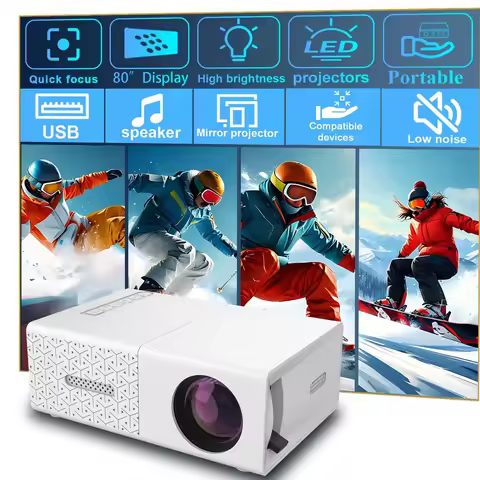 Projector Mini Portable Projector with USB HDMI, Compact HD Home Theater Movie Video for Indoor Outd