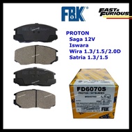 FBK Saga 12V Wira 1.3/1.5 Front Disc Brake Pad With Shim Iswara Satria 1.3 1.5 Wira 2.0D FD6070S
