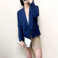 3.1 PHILLIP LIM 深藍豹紋緹花西裝外套 4/36/S/M