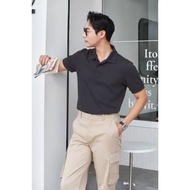 BESUA999 - T-Shirt PlainPOLO for Adult Men, Short Sleeve Collared T-Shirt for Men, Trendy Korean Sty