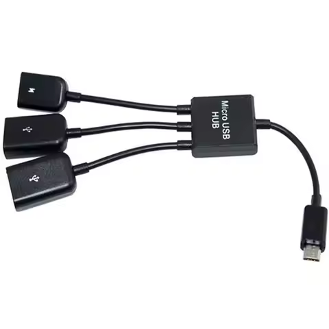 3-in-1 USB 2.0 Micro 5P Male to 2 * USB A Female+Micro 5P Female Computer Phone HUB Adapter Connecti