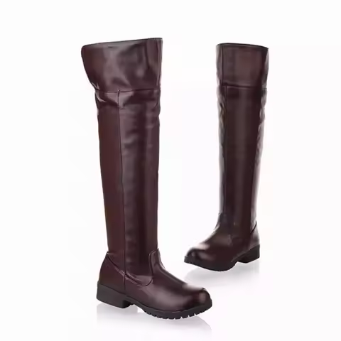 TYV55Unisex Attack on Titan Shingeki no Kyojin Eren Levi Boots Knee Length Anime Cosplay Shoes Black
