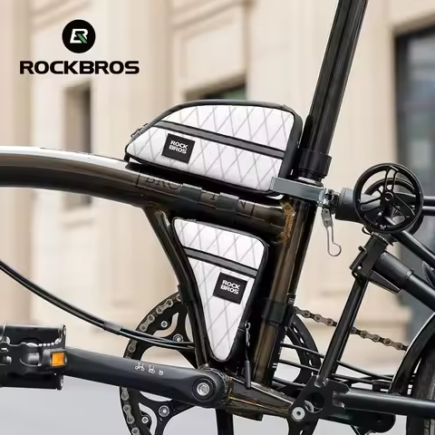 ROCKBROS Bicycle Bag Ultralight Top Front Tube Frame Triangle Bag for Brompton Bike 0.8L Lengthened 