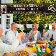 50th Wedding Anniversary Decorations Personalized Name Photo Large Black Gold 50th Anniversary Yard 