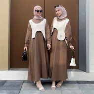 Kinanda Set Dress Baju Dress Wanita Terbaru 2024 Gamis Muslimah Model Rompi Outfit Kondangan Terbaru