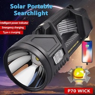 Most Powerful Solar XHP90 LED Searchlight Work Light Outdoor Multifunctional LED Flashlight USB Rech