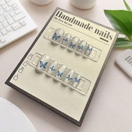 Spot Goods#Blue Butterfly Lightness3046#Handmade Wearable Nails Semi-Handmade Pure Handmade Nail Art