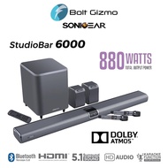 SonicGear StudioBar 6000 Dolby Atmos 7.1.4 Channel Cinema Soundbar with Wireless Subwoofer 2 UHF Mic