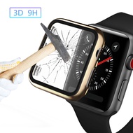 แก้ว + ชุบสำหรับ Apple Watch case 8 7 6 SE 5 3 i Watch อุปกรณ์เสริมตัวป้องกันหน้าจอ Apple watch serie 45mm 41mm 44mm 40mm 42mm 38mm