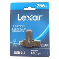 Lexar JumpDrive Dual Drive D400 256GB USB 3.1 Type-C/A Flash Drive (R: 130MB/s), LJDD400256G