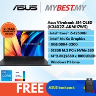 Asus Vivobook S14 OLED (14") K3402Z-AKM117WS lAPTOP - ( i5-12500H / 8GB RAM/ 512GB M.2/ IRIS X GRAPHICS/ W11)