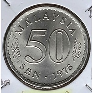 ( Syiling ) 50 Sen 1978 ( UNC ) Malaysia Parliament Hours