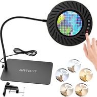 ARTDOT 10 Times Magnifying Glass Table Lamp, 144 LED Lamp Beads, 5 Color Temperatures Level 9 Bright