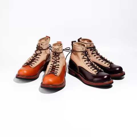 Men Spring Winter Casual Shoes Round Toe Genuine Leather Work Ankle Boots Goodyear-Welted Vintage Mi
