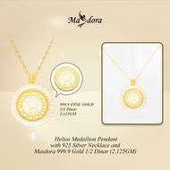 【 2025 SPECIAL PROMO 】SILVERA 24K Gold Plated Helios Medallion Pendant with ½ Dinar Coin ~ FOR HER G