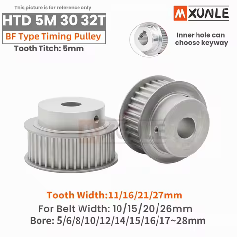 HTD5M 30T 32T BF Shape Synchronous Pulley Bore 5/6/8/10/12/14/15~28mm for HTD5M Timing Belt Width 10