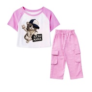 STARKIDS_99/ Set of T-shirts and cargo pants for girls aged 2-10 years with chirping mania 3 viral i