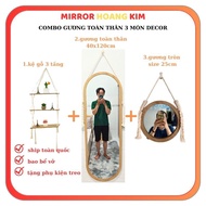 Full-length mirror, oval-shaped wooden frame wall mirror for bedroom decor size 40x120cm guonghoangk