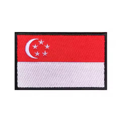 1PC Singapore Flag Armband Embroidered Patch Hook & Loop Or Iron On Embroidery Badge Cloth Military 