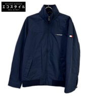 Tommy Hilfiger 0183037 海軍藍尼龍 Logo 刺繡立領拉鍊夾克 L 碼 [二手]